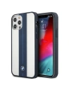 Etui BMW BMHCP12MPCUMRSTNA Apple iPhone 12/12 Pro carcasă transparentă din plastic rigid cu dungi medii bleumarin