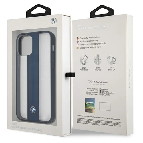 Kup Etui BMW BMHCP12MPCUMRSTNA Apple iPhone 12/12 Pro carcasă transparentă din plastic rigid cu dungi medii bleumarin - BMW261CL - {ean13} - Sklep Home Screen