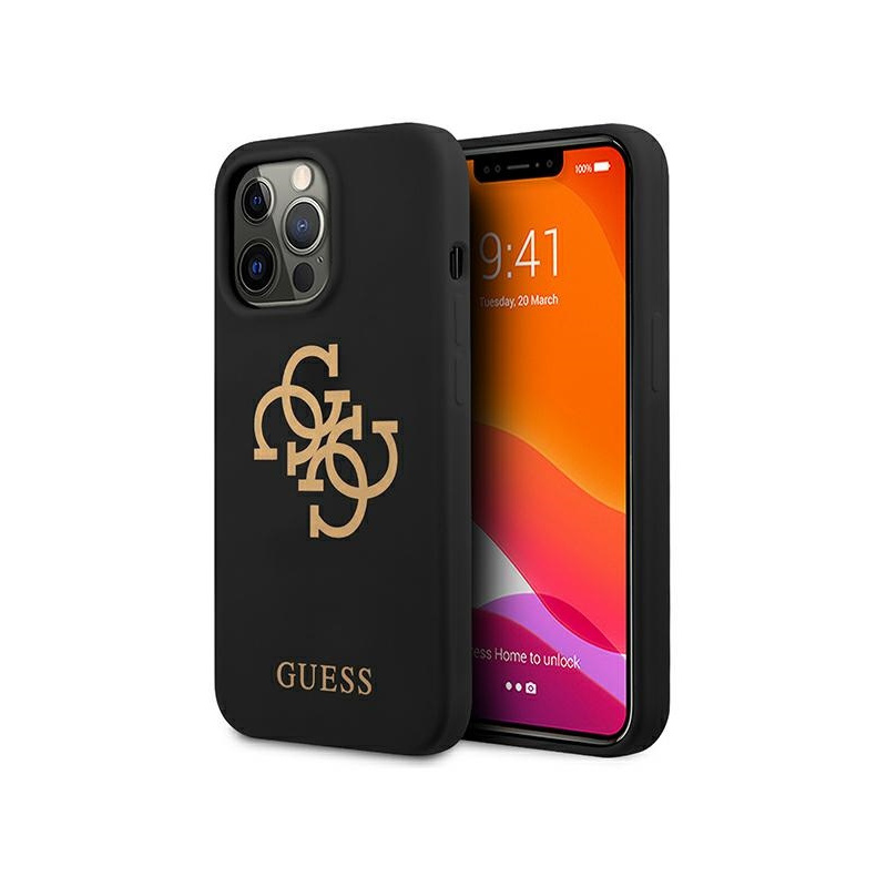 Guess GUHCP13XLS4GGBK Apple iPhone 13 Pro Max black hard case Silicone 4G Logo