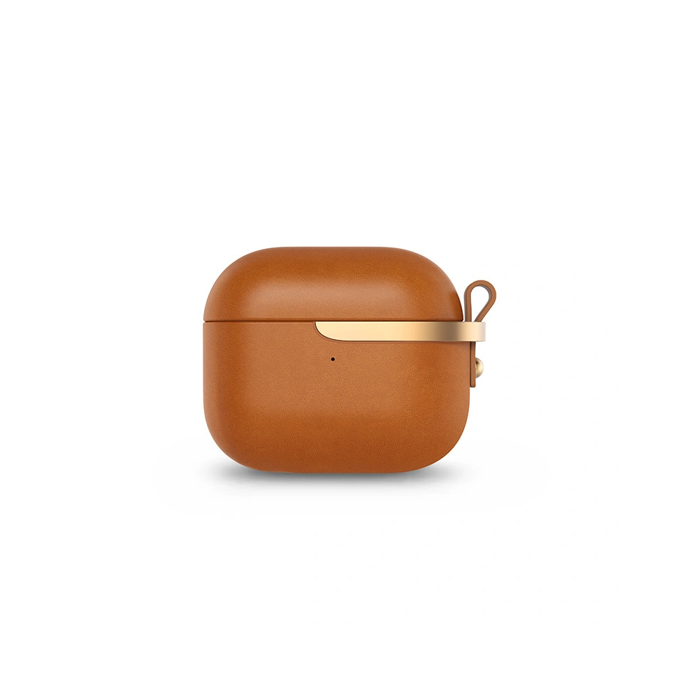 Etui Moshi Pebbo Luxe Apple AirPods 3 z odpinanym paskiem na rękę (Caramel Brown)