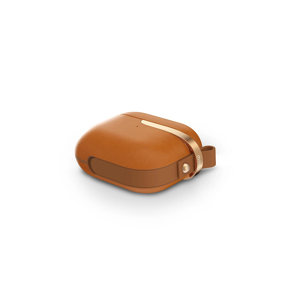 Etui Moshi Pebbo Luxe Apple AirPods 3 z odpinanym paskiem na rękę (Caramel Brown)