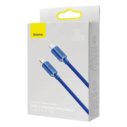 Kup Cablul USB-C la Lightning Baseus Crystal, 20W, PD, 2m (albastru) - BSU3021BLU - {ean13} - Sklep Home Screen