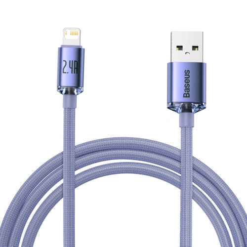 Kup Cablul USB la Lightning Baseus Crystal, 2.4A, 2m (mov) - BSU3024PRP - {ean13} - Sklep Home Screen