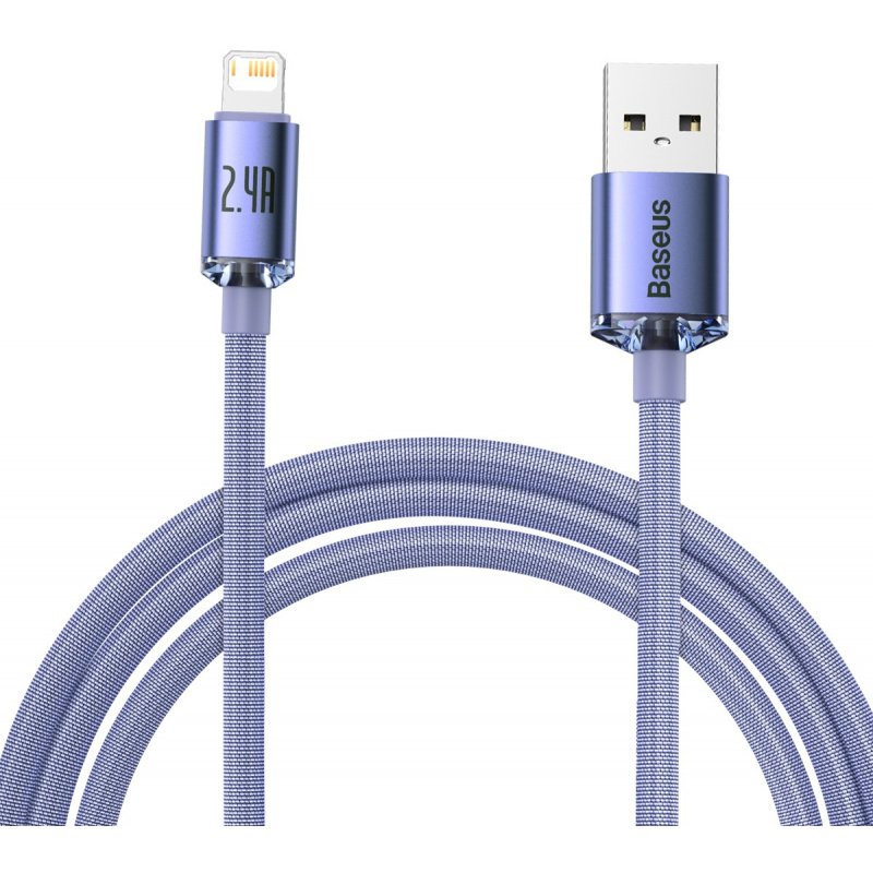 Kabel USB do Lightning Baseus Crystal, 2.4A, 2m (fioletowy)