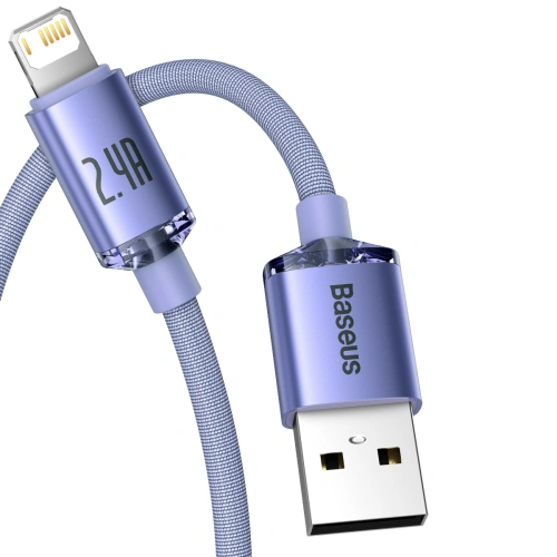 Kup Kabel USB do Lightning Baseus Crystal, 2.4A, 2m (fioletowy) - BSU3024PRP - {ean13} - Sklep Home Screen