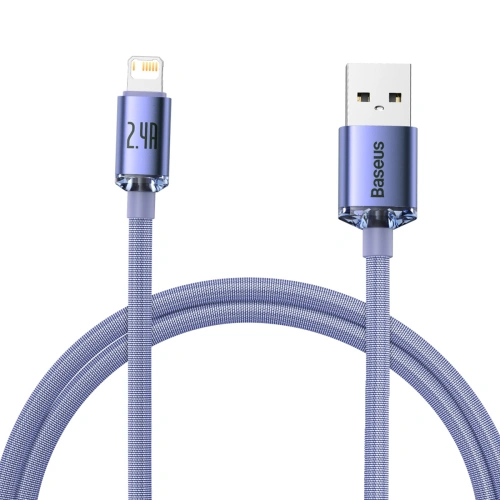 Kup Cablul USB pentru Lightning Baseus Crystal, 2.4A, 1.2m (violet) - BSU3028PRP - {ean13} - Sklep Home Screen