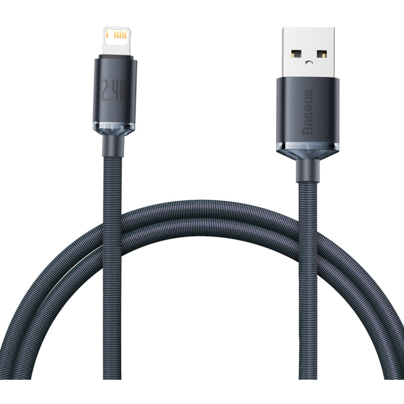 USB do Lightning Baseus Crystal Cable, 2.4A, 1.2m (black)