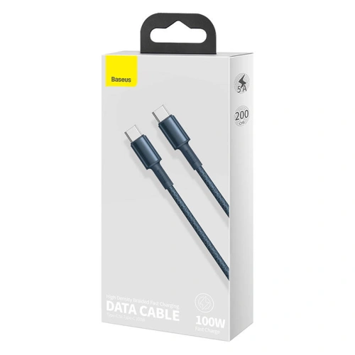 Kup Kabel USB-C do USB-C Baseus High Density Braided, 100W, 2m (modrý) - BSU3040BLU - {ean13} - Sklep Home Screen
