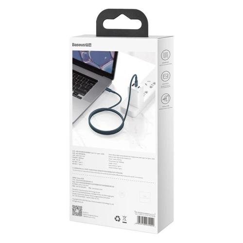Kup Kabel USB-C do USB-C Baseus High Density Braided, 100W, 2m (modrý) - BSU3040BLU - {ean13} - Sklep Home Screen
