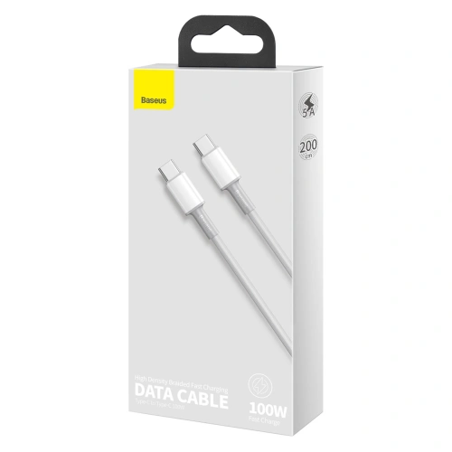 Kup USB-C zu USB-C Kabel Baseus Hochdichte geflochten, 100W, 2m (weiß) - BSU3041WHT - {ean13} - Sklep Home Screen