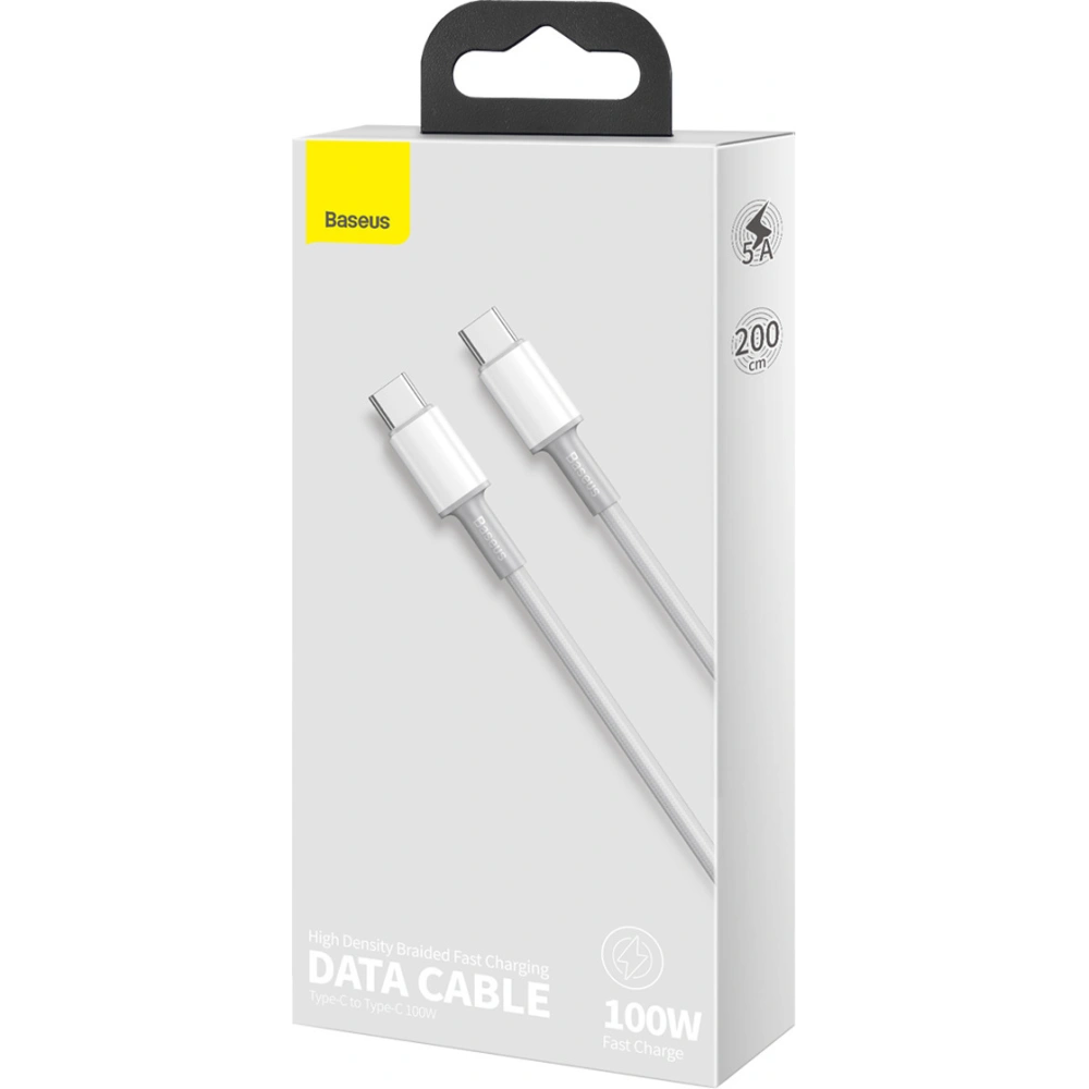 Kabel USB-C do USB-C Baseus High Density Braided, 100W, 2m (biały)