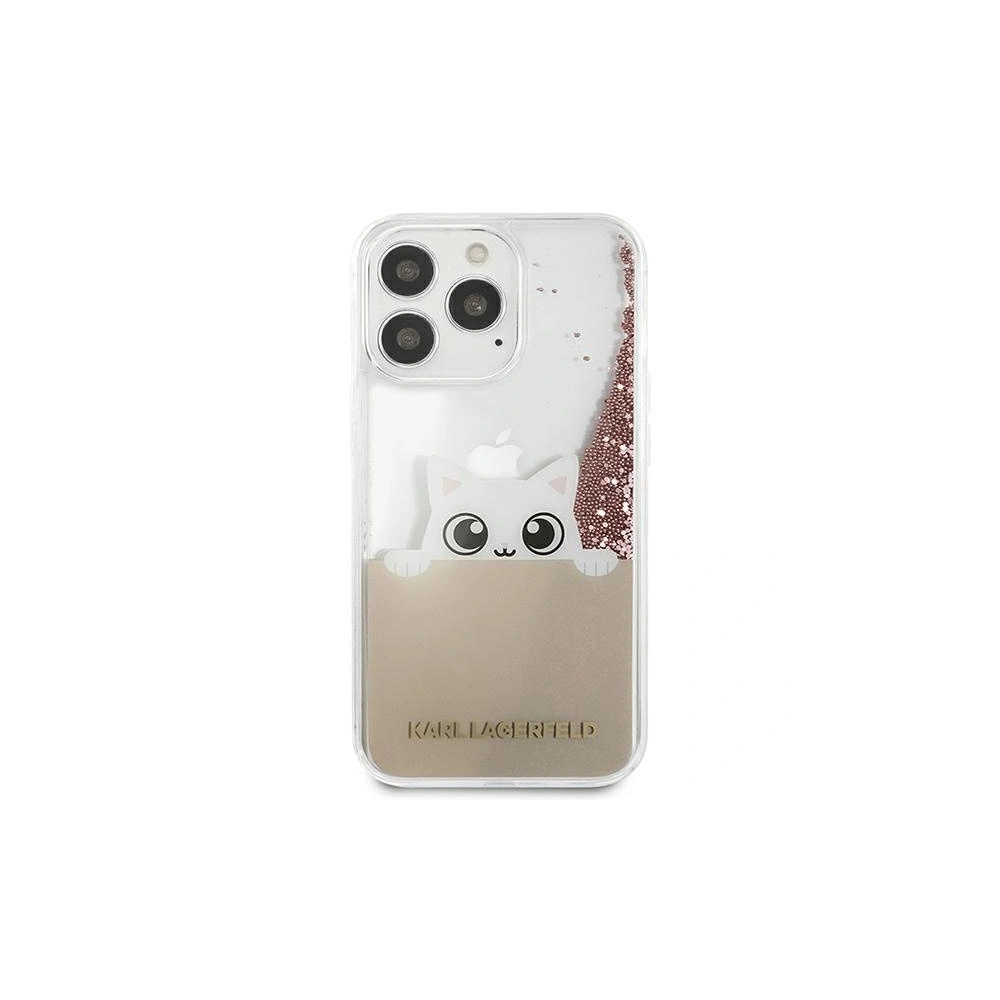 Etui Karl Lagerfeld KLHCP13LPABGNU Apple iPhone 13 Pro różowy/pink hardcase PEEK A BOO Liquid Glitter