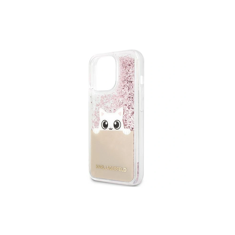 Etui Karl Lagerfeld KLHCP13LPABGNU Apple iPhone 13 Pro różowy/pink hardcase PEEK A BOO Liquid Glitter