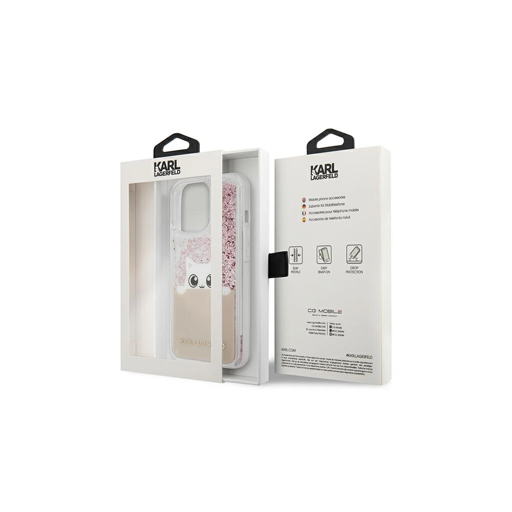 Etui Karl Lagerfeld KLHCP13LPABGNU Apple iPhone 13 Pro różowy/pink hardcase PEEK A BOO Liquid Glitter