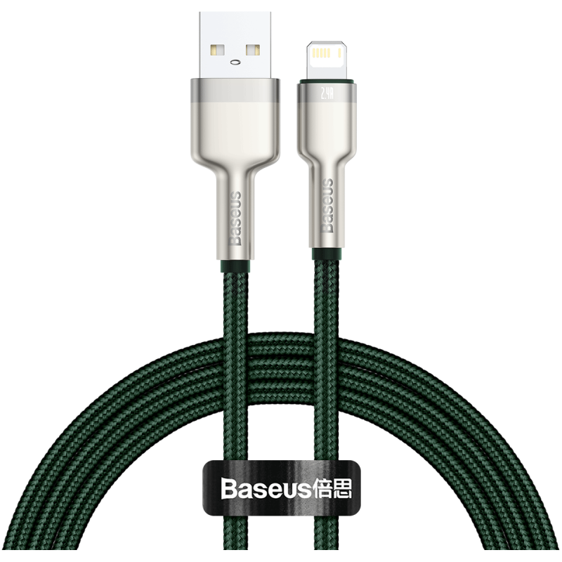 Kabel USB do Lightning Baseus Cafule, 2.4A, 1m (zielony)