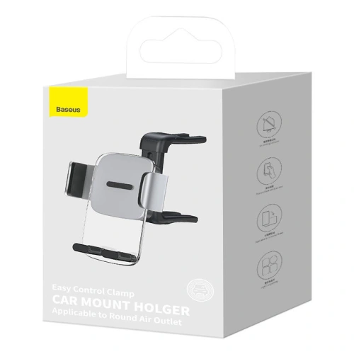 Buy Baseus Easy Control Clamp car mount round air vent (grey) - BSU3068GRY - {ean13} - Home Screen Store Europe
