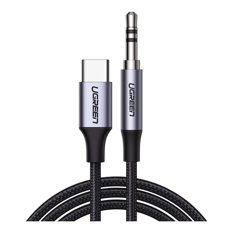 USB-C cable UGREEN CM450 to 3.5mm AUX mini jack, 1m (black)