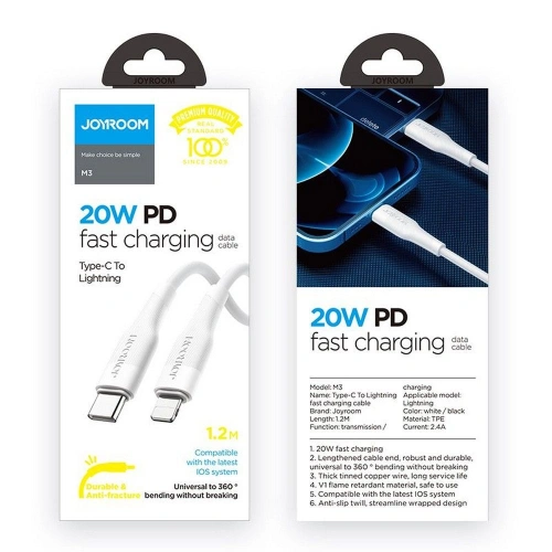 Kup Cablu Joyroom S-1224M3 USB-C - Lightning PD 20W 120cm Alb - JYR072WHT - {ean13} - Sklep Home Screen
