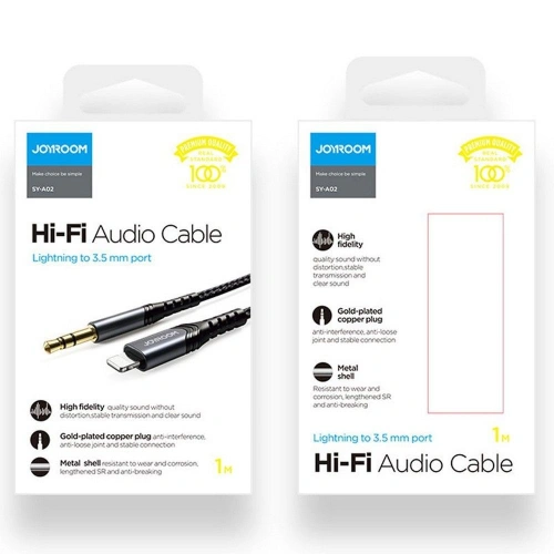 Kup Kabel Joyroom SY-A02 Lightning - AUX 100cm Black - JYR075BLK - {ean13} - Sklep Home Screen