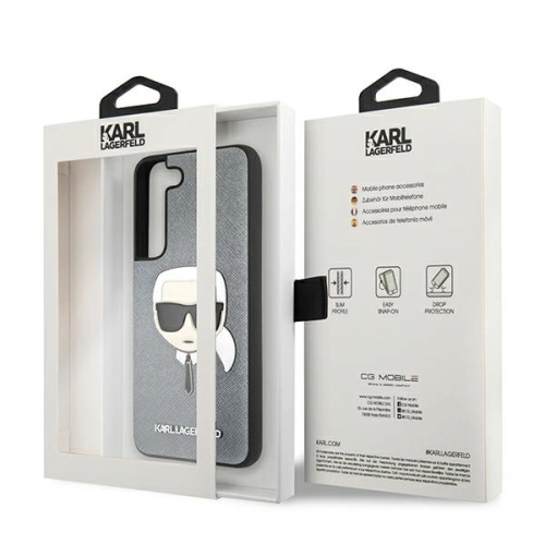 Buy Karl Lagerfeld KLHCS22SSAKHSL Samsung Galaxy S22 silver hardcase Saffiano Ikonik Karl`s Head - KLD788SLV - {ean13} - Home Screen Store Europe
