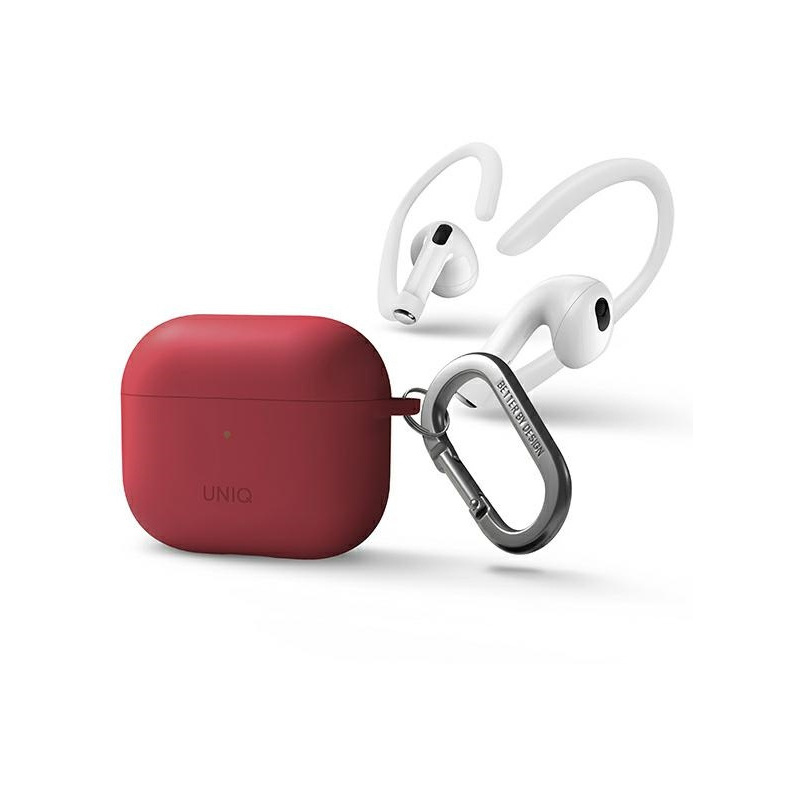 Etui UNIQ Nexo Apple AirPods 3 + Ear Hooks Silicone czerwony/coral