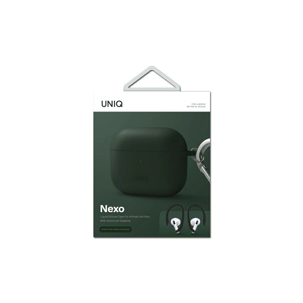 Etui UNIQ Nexo Apple AirPods 3 + Ear Hooks Silicone zielony/green