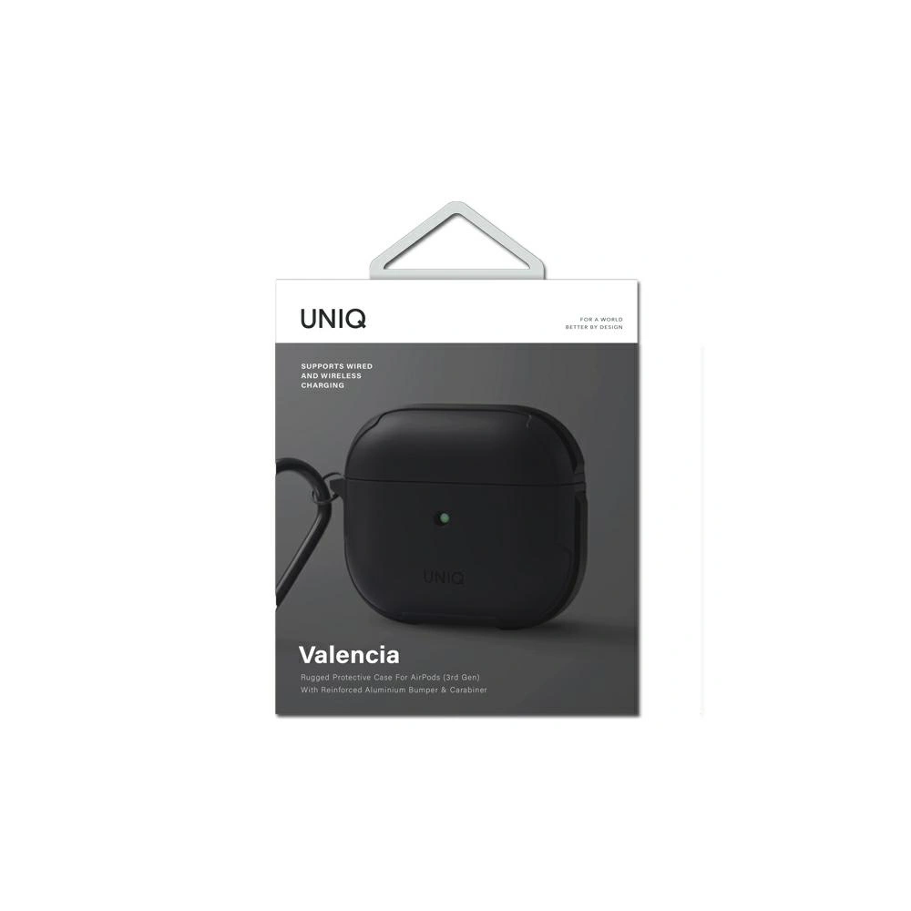 Etui UNIQ Valencia Antimicrobial Apple AirPods 3 czarny/midnight black