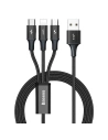 Kabel USB 3w1 Baseus Rapid Series, USB do micro USB / USB-C / Lightning, 3.5A, 1.2m (černý)