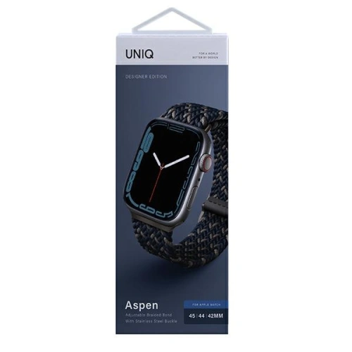 Kup Pasek UNIQ Aspen Apple Watch 4/5/6/7/SE/8/9/Ultra 44/45/49mm Braided DE niebieski/obsidian blue - UNIQ578BLU - {ean13} - Sklep Home Screen