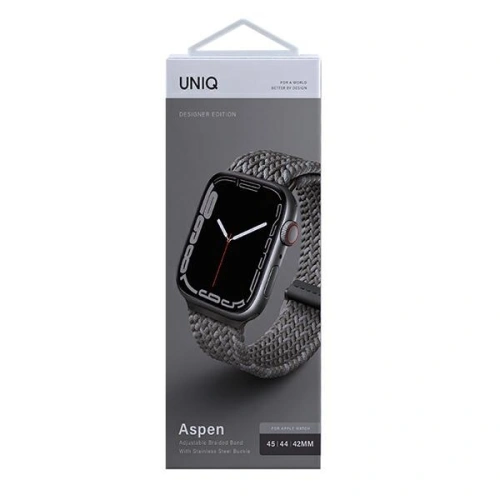 Kup Pasek UNIQ Aspen Apple Watch 4/5/6/7/SE/8/9/Ultra 44/45/49mm Pletený DE šedý/pebble grey - UNIQ579PEBGRY - {ean13} - Sklep Home Screen