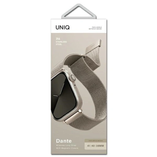 Kup UNIQ Dante Apple Watch 4/5/6/7/SE/8/9/10 40/41/42mm Rozsdamentes acél csillagfény - UNIQ581SRL - {ean13} - Sklep Home Screen
