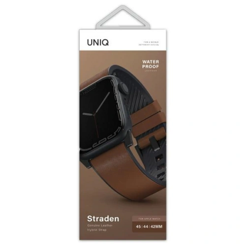Kup UNIQ Straden Apple Watch 4/5/6/7/SE/8/9/Ultra 44/45/49mm bőr hibrid szíj barna/brown - UNIQ587BR - {ean13} - Sklep Home Screen