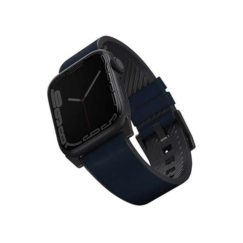 Pasek UNIQ Straden Apple Watch 4/5/6/7/SE 44/45mm Leather Hybrid Strap niebieski/blue