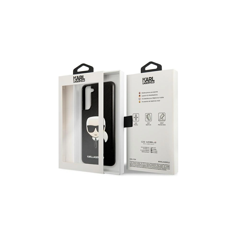 Etui Karl Lagerfeld KLHCS21FSAKHBK Samsung Galaxy S21 FE czarny/black hardcase Saffiano Ikonik Karl`s Head