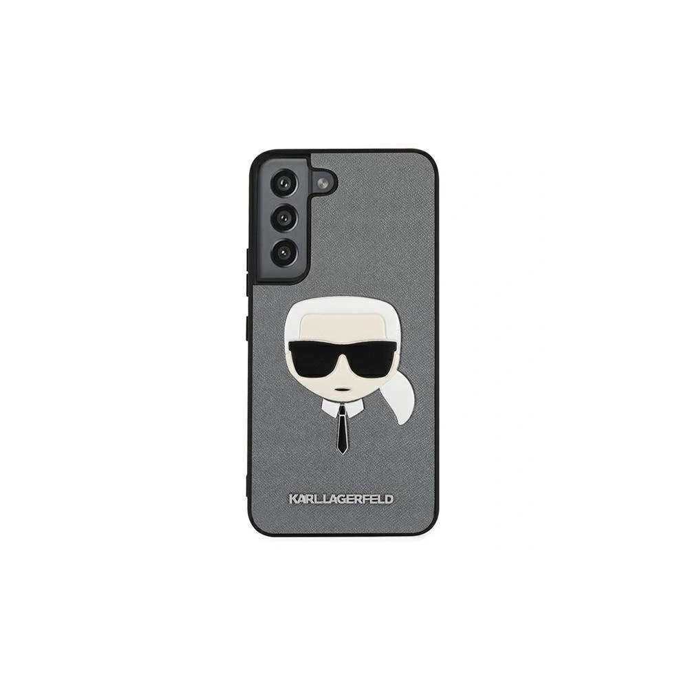 homescreen.pl - Etui Karl Lagerfeld KLHCS22MSAKHSL Samsung Galaxy S22+ Plus srebrny/silver hardcase Saffiano Ikonik Karl`s Head