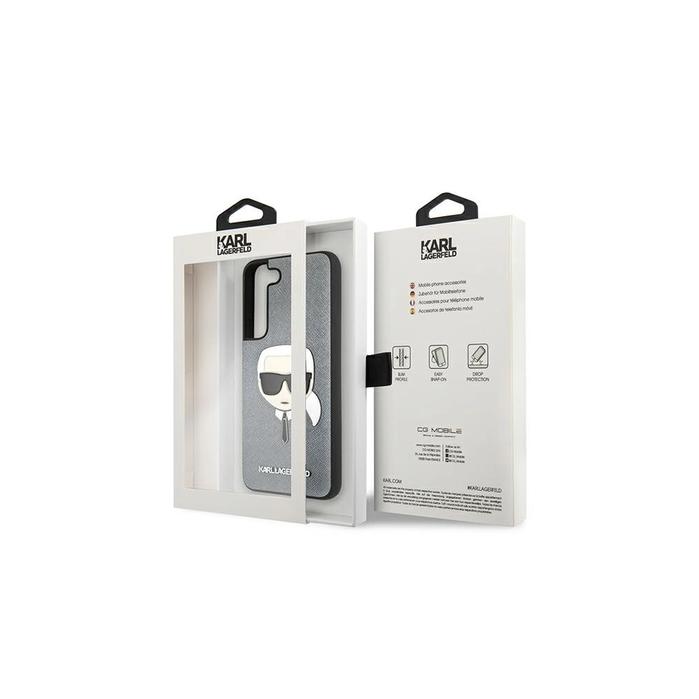 homescreen.pl - Etui Karl Lagerfeld KLHCS22MSAKHSL Samsung Galaxy S22+ Plus srebrny/silver hardcase Saffiano Ikonik Karl`s Head