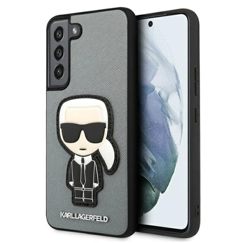 Kup Etui Karl Lagerfeld KLHCS22SOKPG Samsung Galaxy S22 stříbrný/silver hardcase Saffiano Ikonik Karl`s Patch - KLD793SLV - {ean13} - Sklep Home Screen