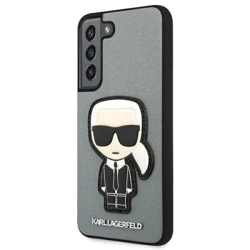 Kup Etui Karl Lagerfeld KLHCS22SOKPG Samsung Galaxy S22 srebrny/silver hardcase Saffiano Ikonik Karl`s Patch - KLD793SLV - {ean13} - Sklep Home Screen