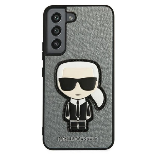 Kup Etui Karl Lagerfeld KLHCS22SOKPG Samsung Galaxy S22 srebrny/silver hardcase Saffiano Ikonik Karl`s Patch - KLD793SLV - {ean13} - Sklep Home Screen