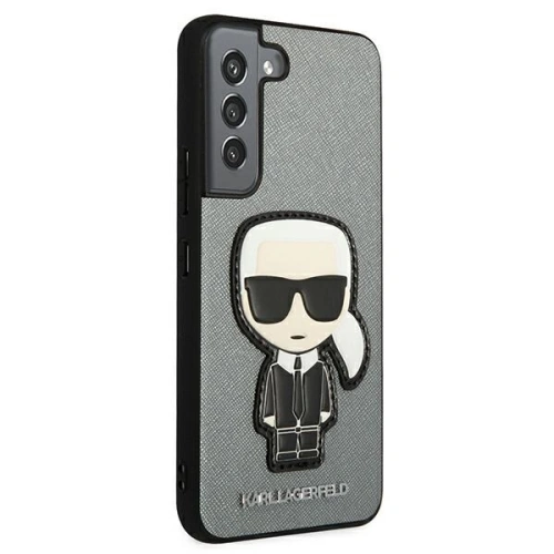 Kup Etui Karl Lagerfeld KLHCS22SOKPG Samsung Galaxy S22 srebrny/silver hardcase Saffiano Ikonik Karl`s Patch - KLD793SLV - {ean13} - Sklep Home Screen