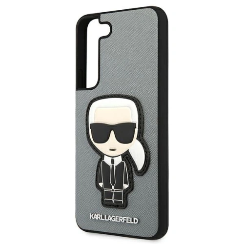 Kup Etui Karl Lagerfeld KLHCS22SOKPG Samsung Galaxy S22 srebrny/silver hardcase Saffiano Ikonik Karl`s Patch - KLD793SLV - {ean13} - Sklep Home Screen