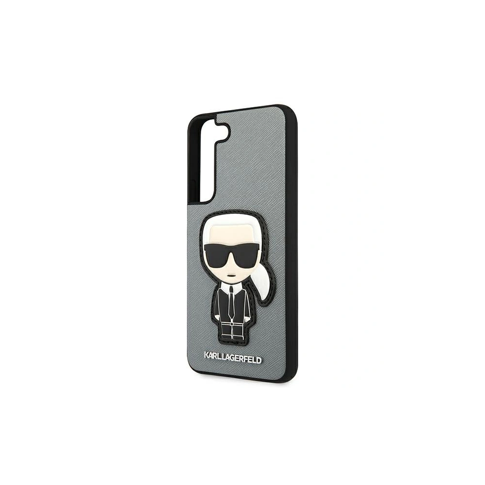 homescreen.pl - Etui Karl Lagerfeld KLHCS22SOKPG Samsung Galaxy S22 srebrny/silver hardcase Saffiano Ikonik Karl`s Patch