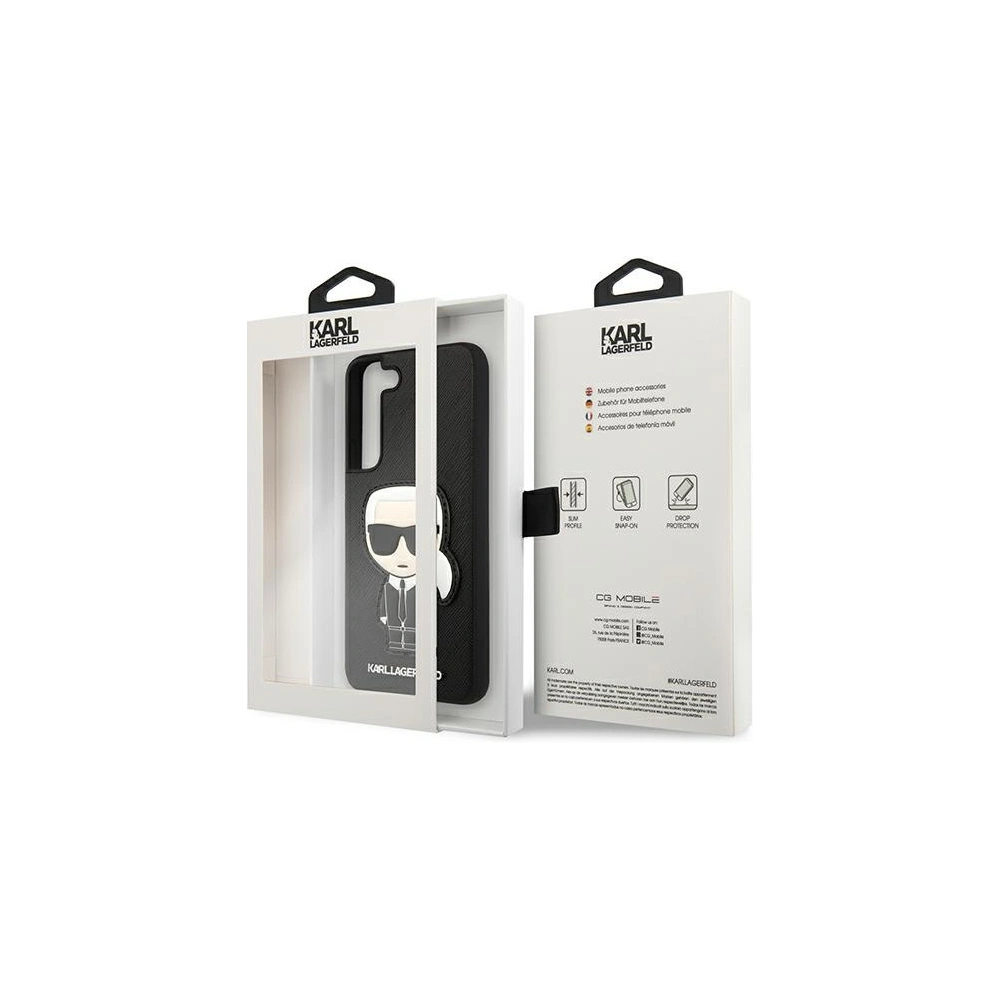 homescreen.pl - Etui Karl Lagerfeld KLHCS22SOKPK Samsung Galaxy S22 czarny/black hardcase Saffiano Ikonik Karl`s Patch