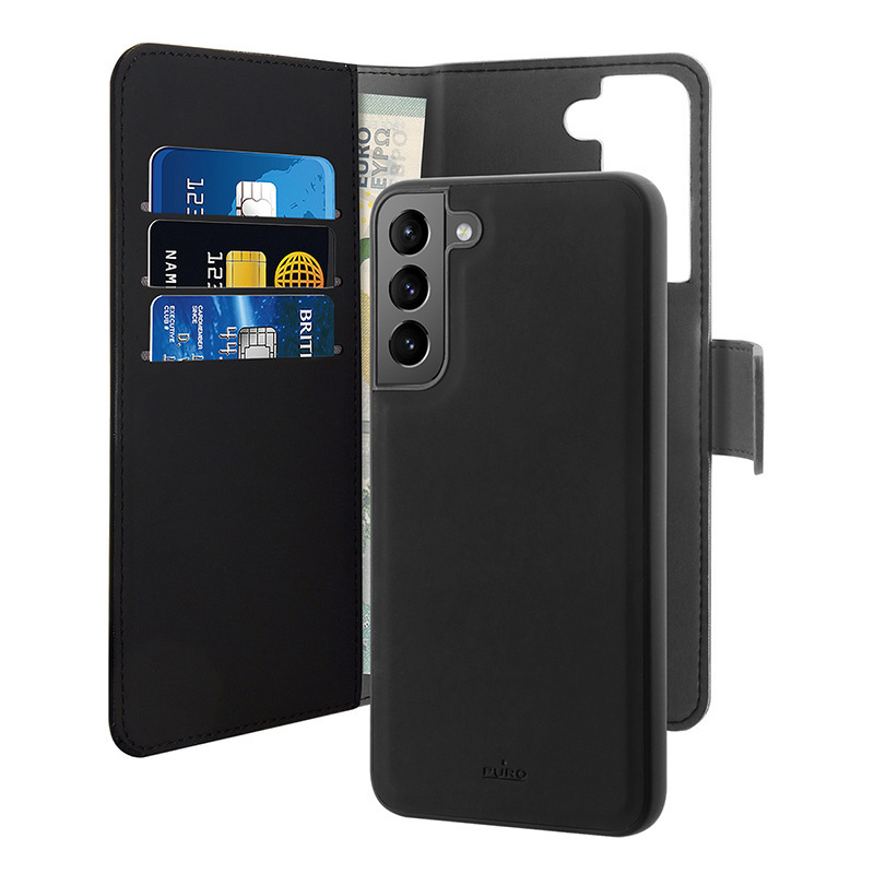homescreen.pl - Etui PURO Wallet Detachable 2w1 Samsung Galaxy S22 (czarny)