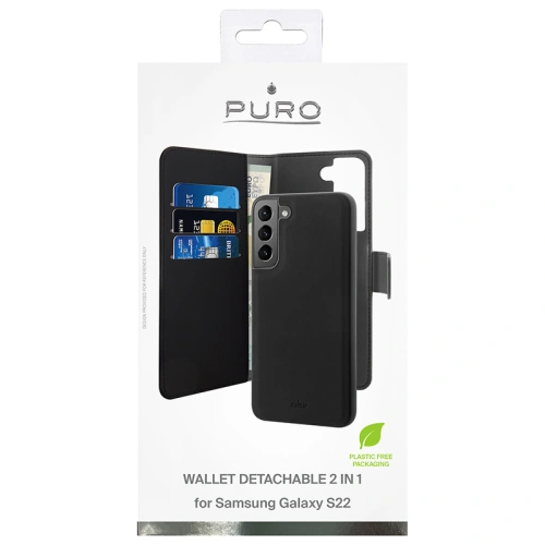 Kup Case PURO Wallet Detachable 2w1 Samsung Galaxy S22 (schwarz) - PUR536BLK - {ean13} - Sklep Home Screen