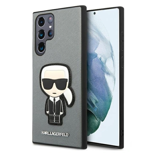 homescreen.pl - Etui Karl Lagerfeld KLHCS22LOKPG Samsung Galaxy S22 Ultra srebrny/silver hardcase Saffiano Ikonik Karl`s Patch