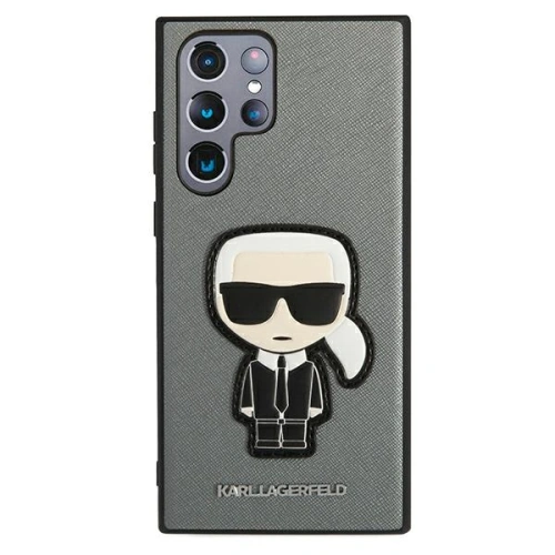 Kup Etui Karl Lagerfeld KLHCS22LOKPG Samsung Galaxy S22 Ultra srebrny/silver hardcase Saffiano Ikonik Karl`s Patch - KLD796SLV - {ean13} - Sklep Home Screen