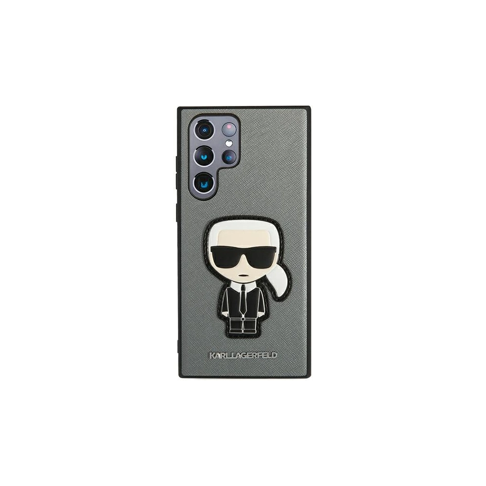 homescreen.pl - Etui Karl Lagerfeld KLHCS22LOKPG Samsung Galaxy S22 Ultra srebrny/silver hardcase Saffiano Ikonik Karl`s Patch