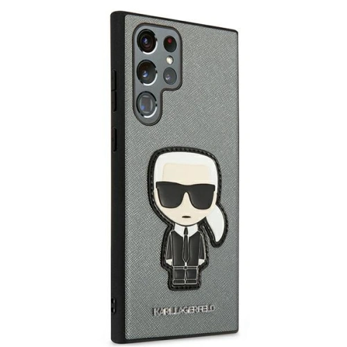 Kup Etui Karl Lagerfeld KLHCS22LOKPG Samsung Galaxy S22 Ultra srebrny/silver hardcase Saffiano Ikonik Karl`s Patch - KLD796SLV - {ean13} - Sklep Home Screen