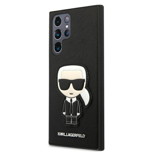Kup Etui Karl Lagerfeld KLHCS22LOKPK Samsung Galaxy S22 Ultra czarny/black hardcase Saffiano Ikonik Karl`s Patch - KLD797BLK - {ean13} - Sklep Home Screen